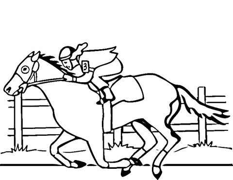 Jockey On Horse Coloring Page